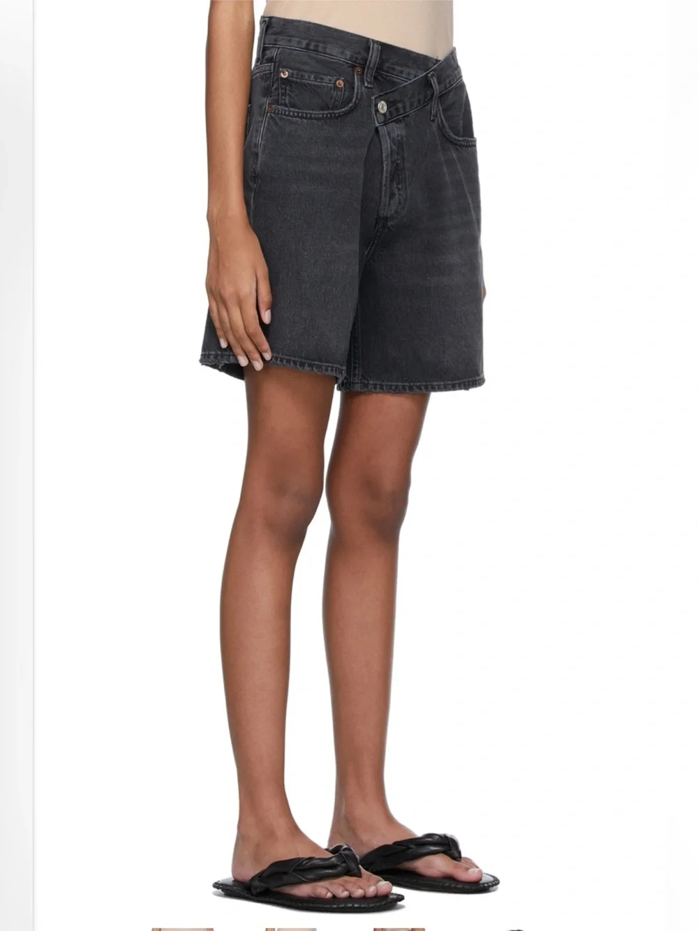 Agolde Washed Black High-Rise Denim Shorts